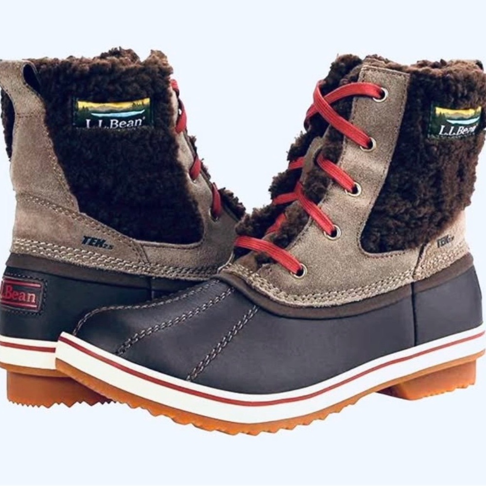 L.L. Bean Sz 9M women’s Brown/Red Winter Pac Boots Insulated Leather Rangeley